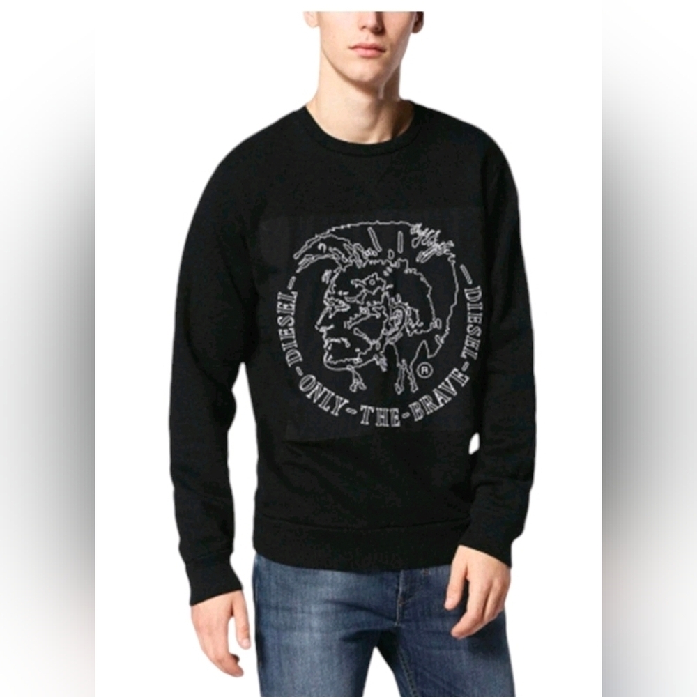 Diesel “Only The Brave” Black Graphic Sweatshirt – Size M – 100% Cotton